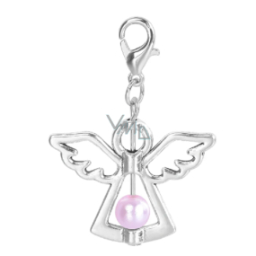 Schutzengel-Anhänger mit rosa Perle 29 x 37 mm 1 Stück