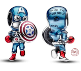 Charme Sterling Silber 925 Marvel The Avengers Captain America, Armband Perle, Film