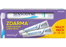 Sensodyne zubní pasta Extra Whitening 2x75 ml + zubní kartáček, 150 ml