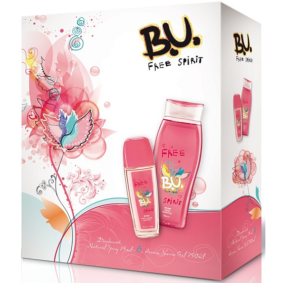 BU Free Spirit parfümiertes Deodorantglas für Frauen 75 ml + Duschgel 250 ml, Geschenkset für Frauen