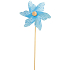 Windrad mit weißem Streifen blau 9 cm + Spieße 1 Stück