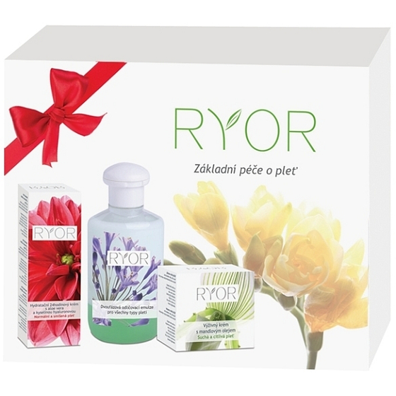 Ryor Mandelöl-Pflegecreme 50 ml + 24-Stunden-Feuchtigkeitscreme 50 ml + Zweiphasen-Make-up-Emulsion 150 ml, Kosmetikset