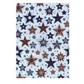 Ditipo Geschenkpapier 70 x 500 cm Weihnachten türkis blau-braune Sterne