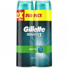Gillette Mach3 Sensitive Rasiergel für empfindliche Haut 2 x 200 ml, Duopack, für Männer