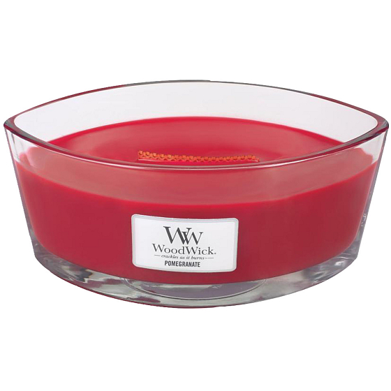 WoodWick Granatapfel - Granatapfel-Duftkerze mit breitem Holzdocht und Glasbootsdeckel 453 g