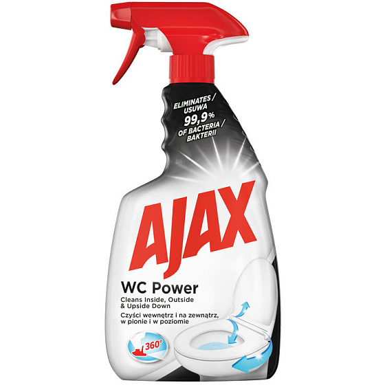 Ajax WC Power Universeller Reiniger, für die Reinigung des Innen- und Außenbereichs der Toilette, innovative 360-Grad-Düse, Sprühflasche 500 ml