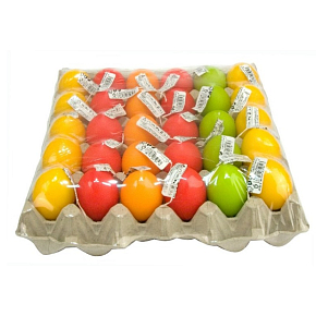 Osterei Kerze 5,5 x 4,5 cm auf einem Teller 1 Stück zufällige Auswahl