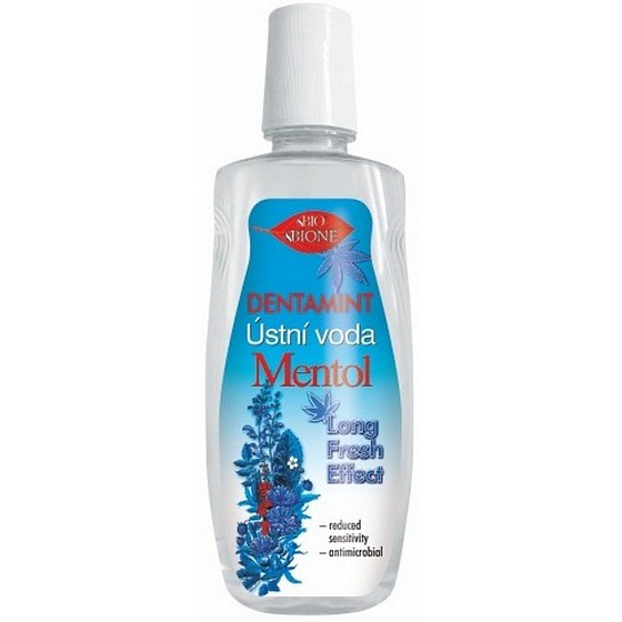 Bione Cosmetics Dentamint Menthol Long Fresh Effect Mundwasser blau 500 ml