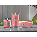 WoodWick Melon & Pink Quartz - Duftkerze mit Wassermelone und rosa Quarz mit breitem Holzdocht und Glasdeckel 453 g