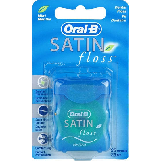 Oral-B Satin Mint Menthol Zahnseide mit Seidengeschmack 25 m 1 Stück