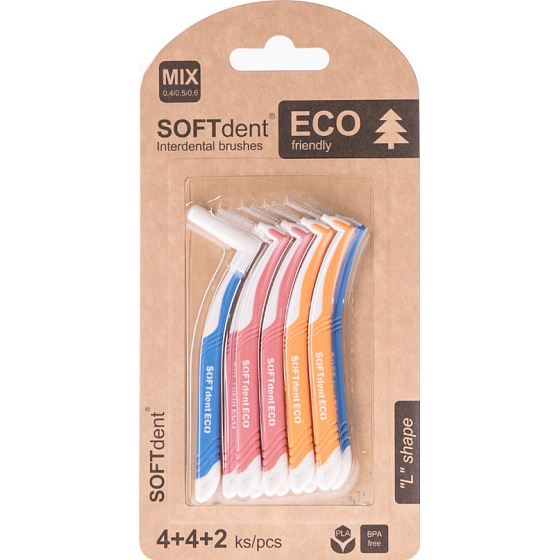 Soft Dent Eco Interdentalzahnbürste gebogene Mischung von Größen 10 Stück