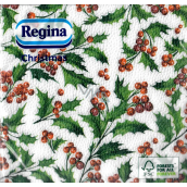 Regina Papierservietten 1lagig 33 x 33 cm 20 Stück Weihnachten weiß stechpalme