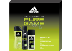 Adidas Pure Game parfümiertes Deo-Glas 75 ml + Duschgel 250 ml + Deo-Spray 150 ml, Kosmetikset für Männer