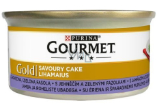 Gourmet Gold Savoury Cake grobe Pastete Lamm und grüne Bohnen in Dosen für ausgewachsene Katzen 85 g
