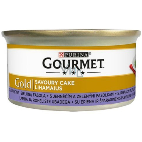 Gourmet Gold Savoury Cake grobe Pastete Lamm und grüne Bohnen in Dosen für ausgewachsene Katzen 85 g