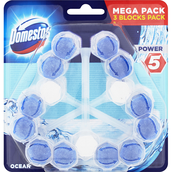 Domestos WC blok Power 5 Ozean, 3× 55 g