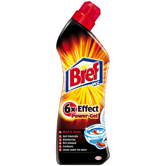 Bref 6 x Effect Power Gel Rust & Stain Toilettengel für Rost und Flecken 750 ml