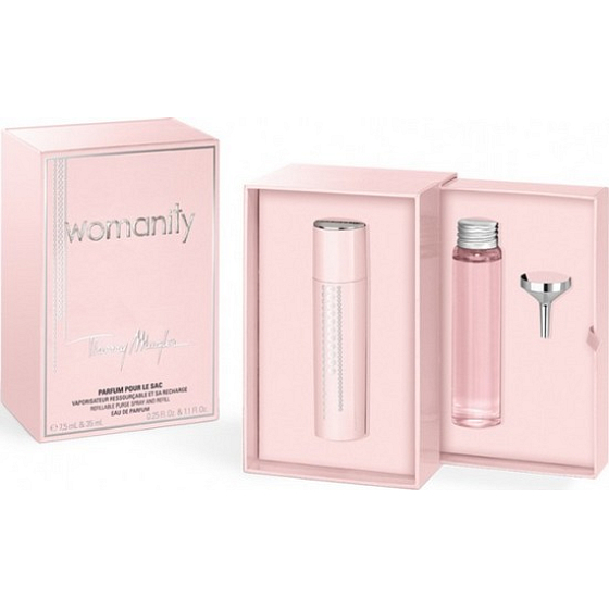Thierry Mugler Womanity Parfümwasser nachfüllbare Flasche 7,5 ml + Parfümwassernachfüllung 35 ml, Geschenkset