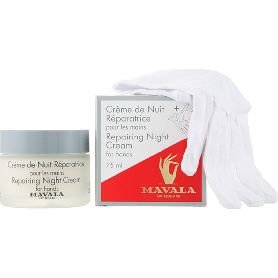 Mavala Repairing Night Regenerating Night Handcreme 75 ml + Baumwollhandschuhe 1 Paar