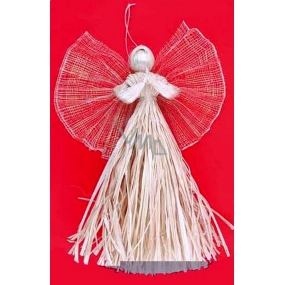 Engel aus Palmen raschelt und Flügel mit Goldfasern 33 cm