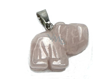 Rose Elefant Anhänger Naturstein, handgeschliffene Figur 1,8 x 2,5 x 8 mm, Liebesstein