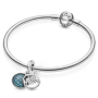 Sterling Silber 925 Glitzernde Weltkugel und das Wort Mum 2in1, Familienarmband-Anhänger