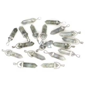 Labradorit hell Pendel Hexagon Anhänger Naturstein 41 x 13 mm, handgeschnitzt, Stein der Verwandlung Labradorit hell Pendel Hexagon Anhänger Naturstein 41 x 13 mm, handgeschnitzt, Stein der Verwandlung