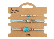 Albi Schildkröte blau Armbänder, verstellbare Größe, Set 3 Stück