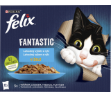 Felix Fantastic Beutel für Katzen mit Lachs, Seezunge, Thunfisch und Kabeljau, 12 × 85 g