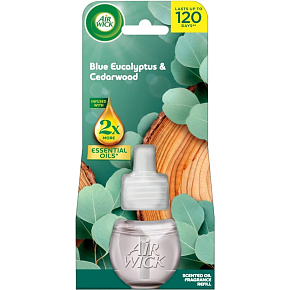 Air Wick Essential Oils Blue Eucalyptus & Cedarwood - Eukalyptus und Zedernholz elektrischer Lufterfrischer Nachfüllpackung 19 ml