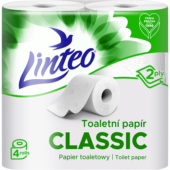 Linteo Classic 2-lagiger Toilettenpapier, 4 Rollen, 15 m Rolle