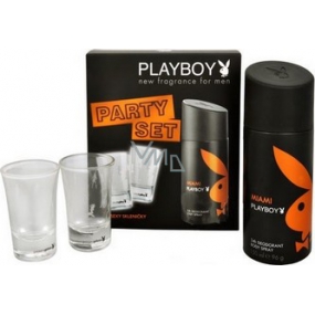 Playboy Miami Party Deodorant Spray 150 ml + sexy Brille 2 Stück, für Männer Kosmetikset