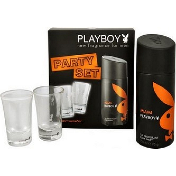 Playboy Miami Party Deodorant Spray 150 ml + sexy Brille 2 Stück, für Männer Kosmetikset