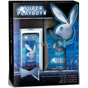 Playboy Super Playboy für Ihn parfümiertes Deodorantglas für Männer 75 ml + Duschgel 250 ml, Kosmetikset