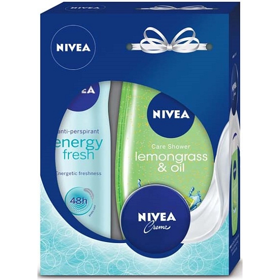Nivea Zitronengras & Öl 250 ml Duschgel + Energy Fresh Antitranspirant Spray 150 ml + Creme 30 ml, Kosmetikset