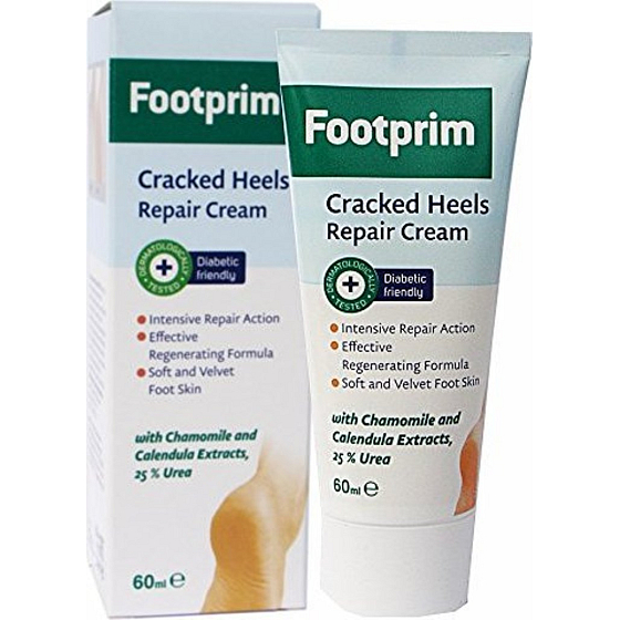 Fußprim Regenerationscreme für rissige Fersen mit Kamillen- und Ringelblumenextrakt und einem Gehalt von 25% Harnstoff 60 ml