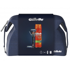 Gillette ProGlide Rasierer + Ersatzkopf 2 Stück + Fusion5 Ultra Sensitive feuchtigkeitsspendendes Rasiergel 200 ml + Etui, Kosmetikset für Männer