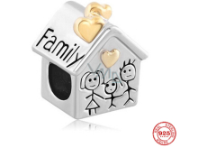 Charm Sterlingsilber 925 Haus, wo die Liebe wohnt, Mama, Papa, Kind, Perle für Familienarmband