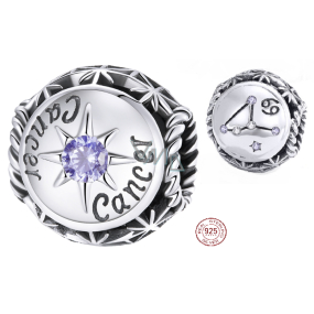 Charme Sterling Silber 925 Sternzeichen, Zirkonia Krebs, Perle für Armband