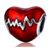 Charme Sterling Silber 925 Heartbeat rote Glasur Perle auf Armband Liebe