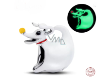 Charm Sterlingové stříbro 925 Tim Burton, Noční můra před Vánoci Zero – kouzelný pejsek s dýňovým čumáčkem svítí ve tmě, korálek na náramek film