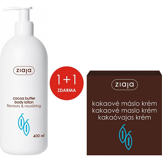 Ziaja Kakaobutter Bodylotion mit Pumpe 400 ml + Gesichtscreme 50 ml, Duopack