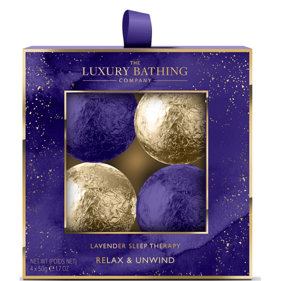 Grace Cole Lavender Sleep Therapy funkelnder Badeball 4 x 50 g, Kosmetikset für Damen