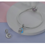 Charm Sterling Silber 925 Luminous - Familienwurzeln, zwei Schwestern und eine Mondsichel, die im Dunkeln leuchtet, wechselnde Farben, Familienarmband-Anhänger