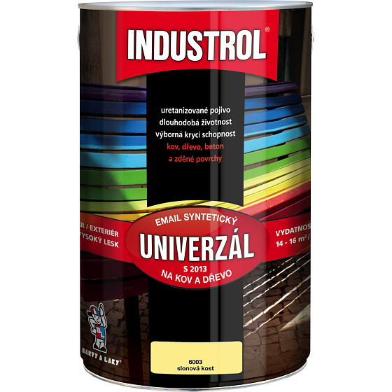 Industrol S2013 univerzál lesk vrchní barva na kov a dřevo, 6050 světle krémová, 4 l