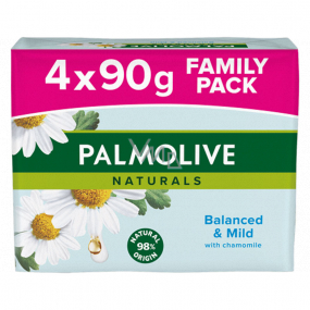 Palmolive Naturals Balanced & Mild feste Toilettenseife 3 + 1 Stück 90 g