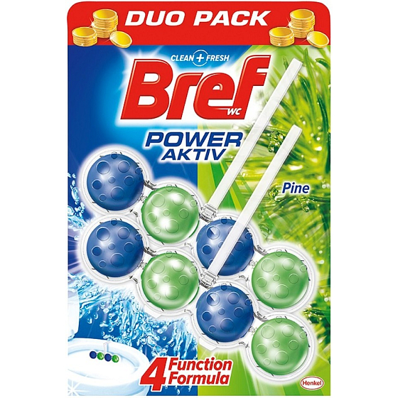 Bref Power Aktiv 4 Formula Pine Frische Toilettenblock 2 x 50 g, Duopack