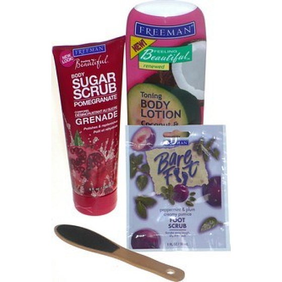 Freeman Feeling Beautiful Fuß- & Körperpeeling + Körperlotion + Rough Skin Scraper, Kosmetikset