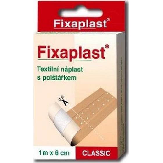 Fixaplast Classic nicht gespaltenes Textilpflaster mit 1 mx 6 cm Kissen