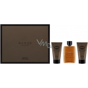 Gucci Guilty Absolute Eau de Parfum für Männer 50 ml + After Shave Balm 50 ml + Duschgel 50 ml, Geschenkset